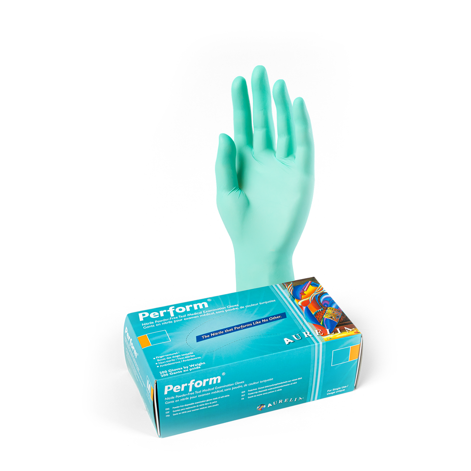 Gants en nitrile Perform AURELIA sans poudre – boîte de 200 (texturés)